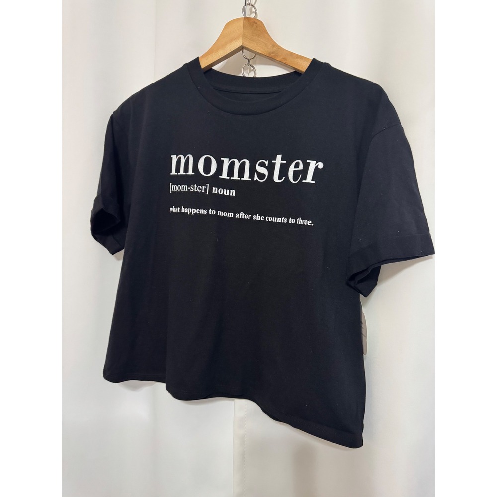 Organic Generation Momster Graphic Tee Black Cotton Shirt M Cropped